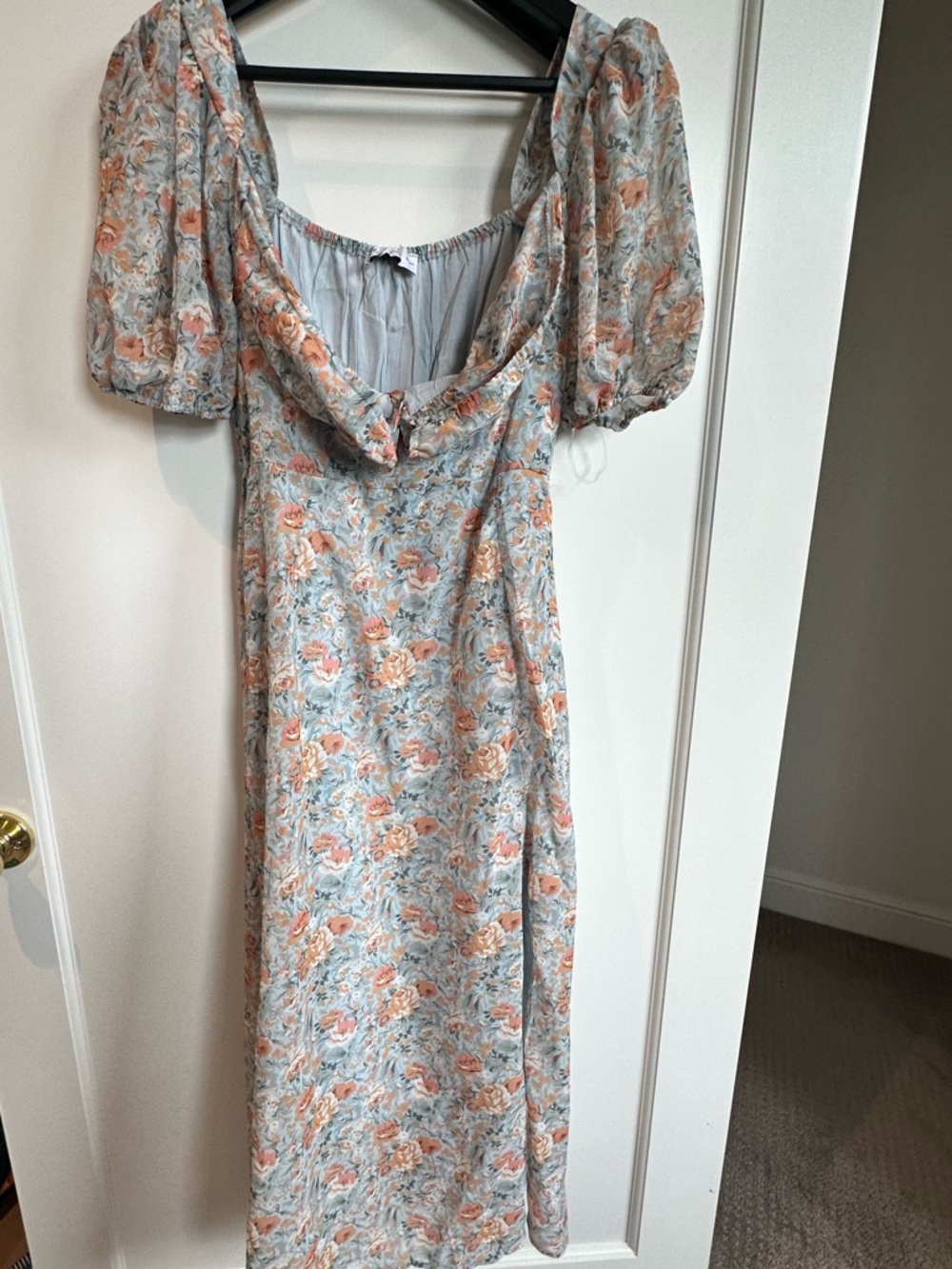 Petal and Pup Gelasius Dress - Floral Puff-Sleeve Maxi Dress in Orange and Blue - Picture 2 of 2